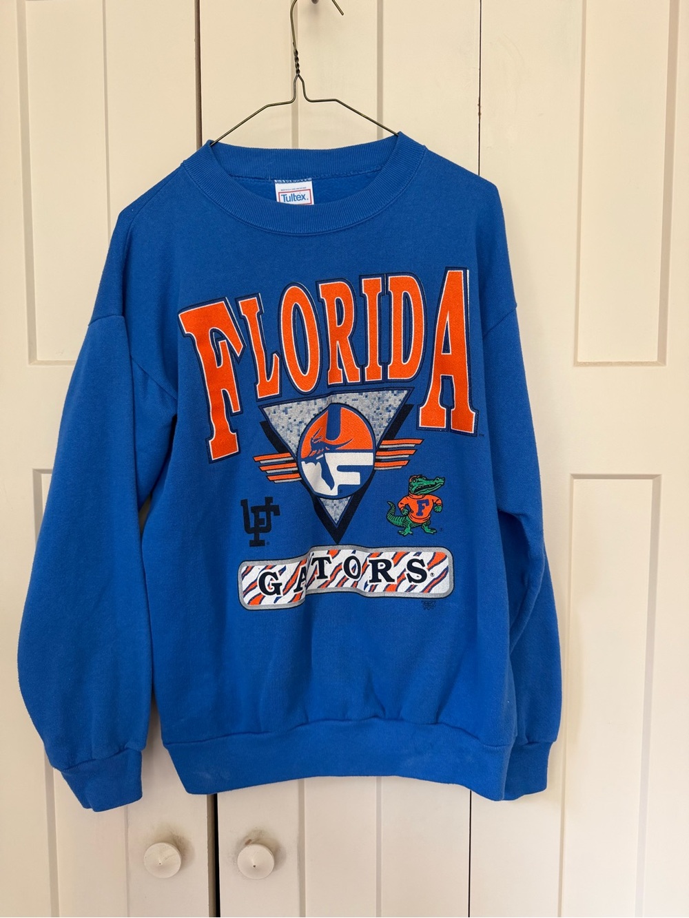 Tultex Blue Crewneck Florida Gators Graphic Sweatshirt with Orange Accents
